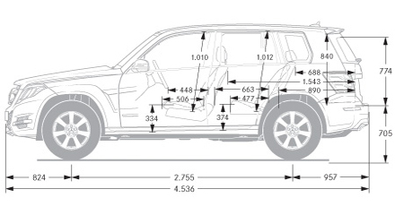 Размеры Mercedes-Benz GLK-klasse