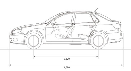 Размеры Subaru Impreza Sedan