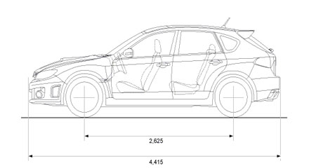 Размеры Subaru Impreza WRX STI Hatchback
