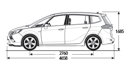 Размеры Opel Zafira Tourer