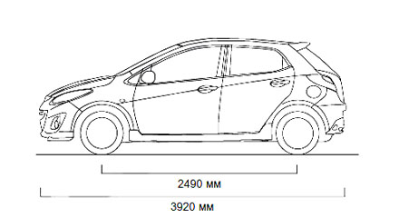 Размеры Mazda 2