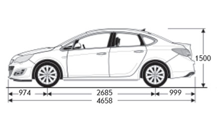 Размеры Opel Astra Sedan